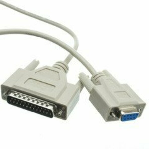 Swe-Tech 3C Null Modem Cable, DB9 Female to DB25 Male, UL rated, 8 Conductor, 25 foot FWT10D1-21325